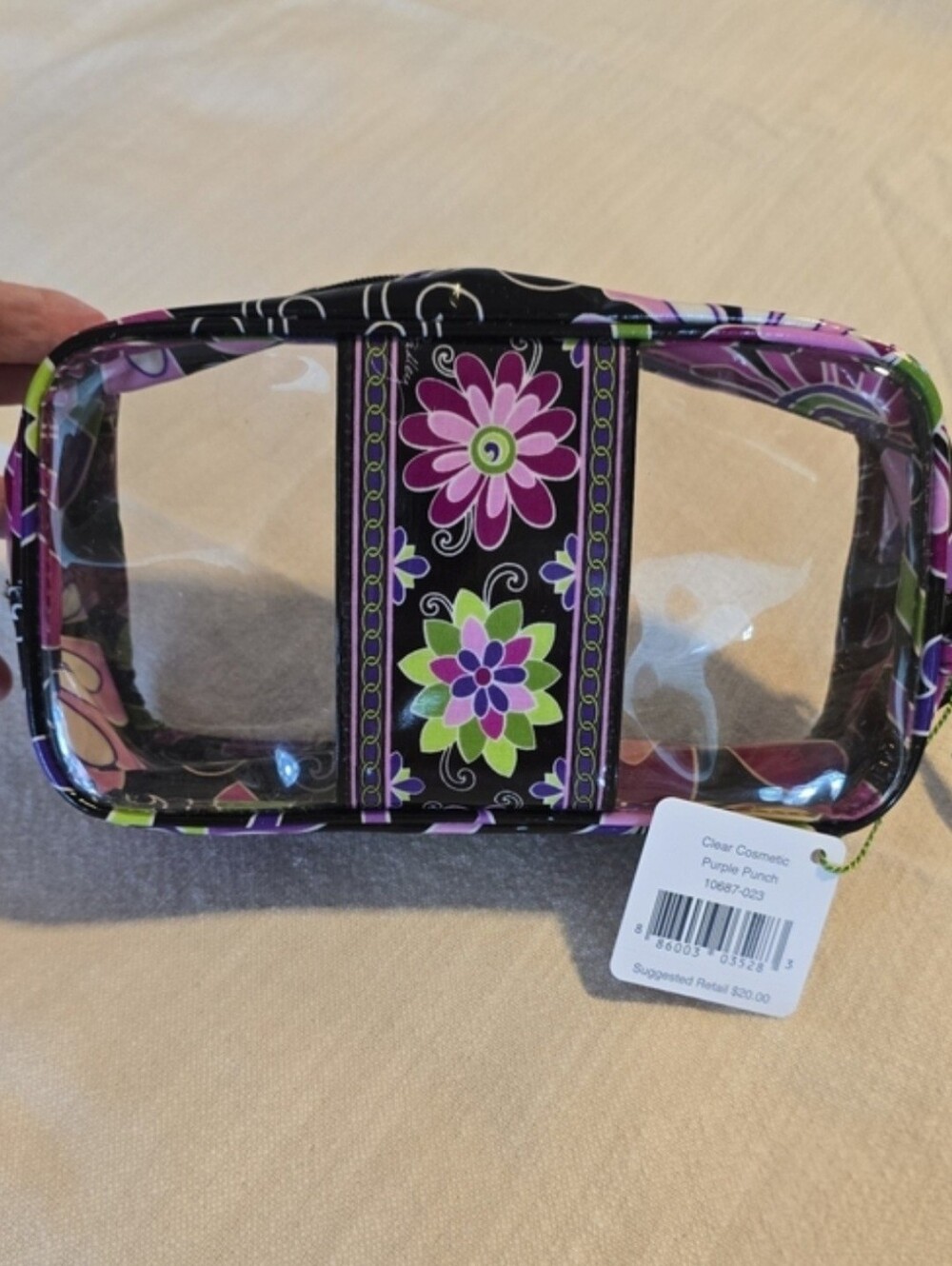 Vera Bradley Clear Cosmetic Case In "Purple Punch" NWT